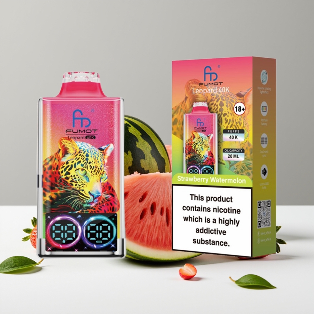 Fumot Leopard 40K Puffs 5 Nicotine Dual Mesh Jahoda Melón Typ-C