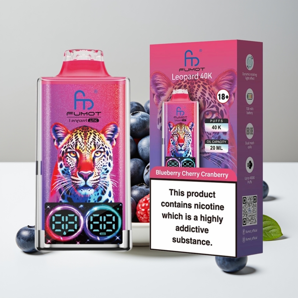 Fumot Leopard 40K Puffs Čučoriedka Čerešňa Brusnica Dual Mesh 700mAh Type-C