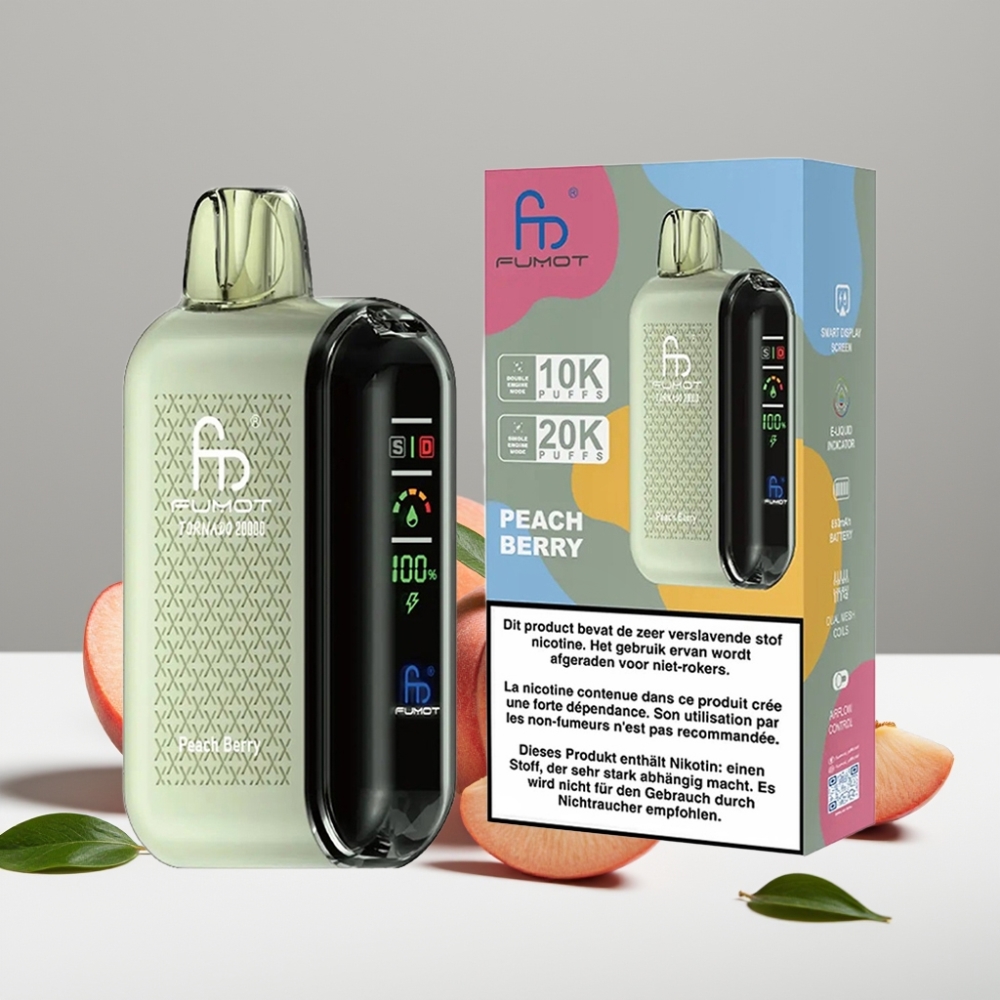 Fumot Tornado 20000 Puffs Dual Mesh 20ml 850mAh Broskyňa Bobule