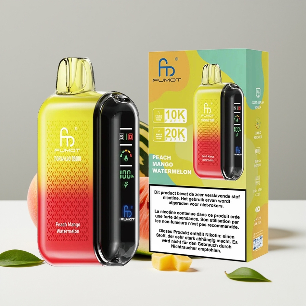 Fumot Tornado 20000 Puffs Dual Mesh 20ml 850mAh Broskyňa Mango Melón