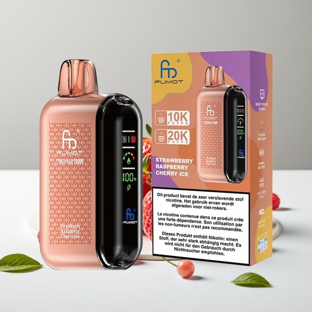 Fumot Tornado 20000 Puffs Dual Mesh 20ml 850mAh Jahoda Malina Čerešňa Ľad