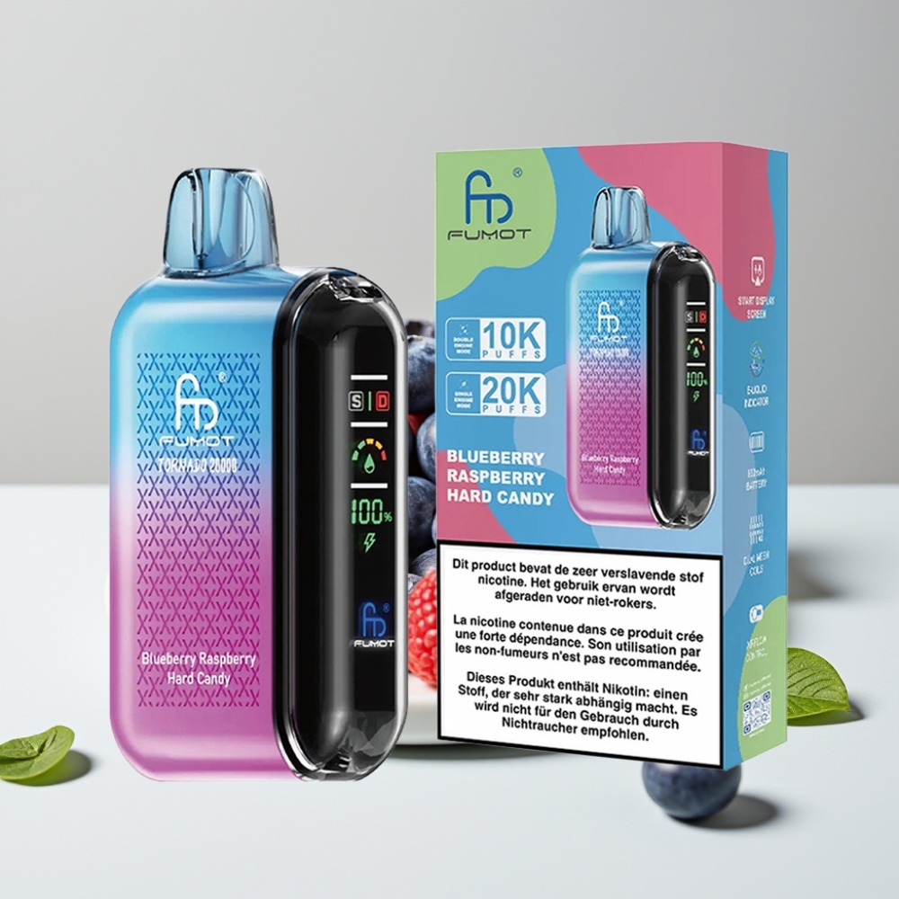 Fumot Tornado 20000 Puffs Dual Mesh 20ml 850mAh Čučoriedka Malina Tvrdý Cukrík