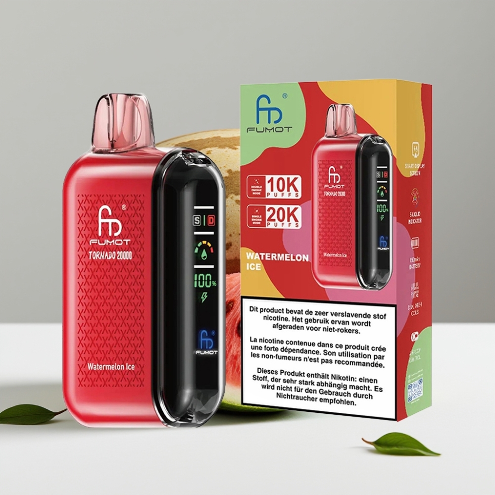 Fumot Tornado 20000 Puffs Dual Mesh 20ml Watermelon Ice (Dvojité pletivo 20ml Vodný melón Ice)