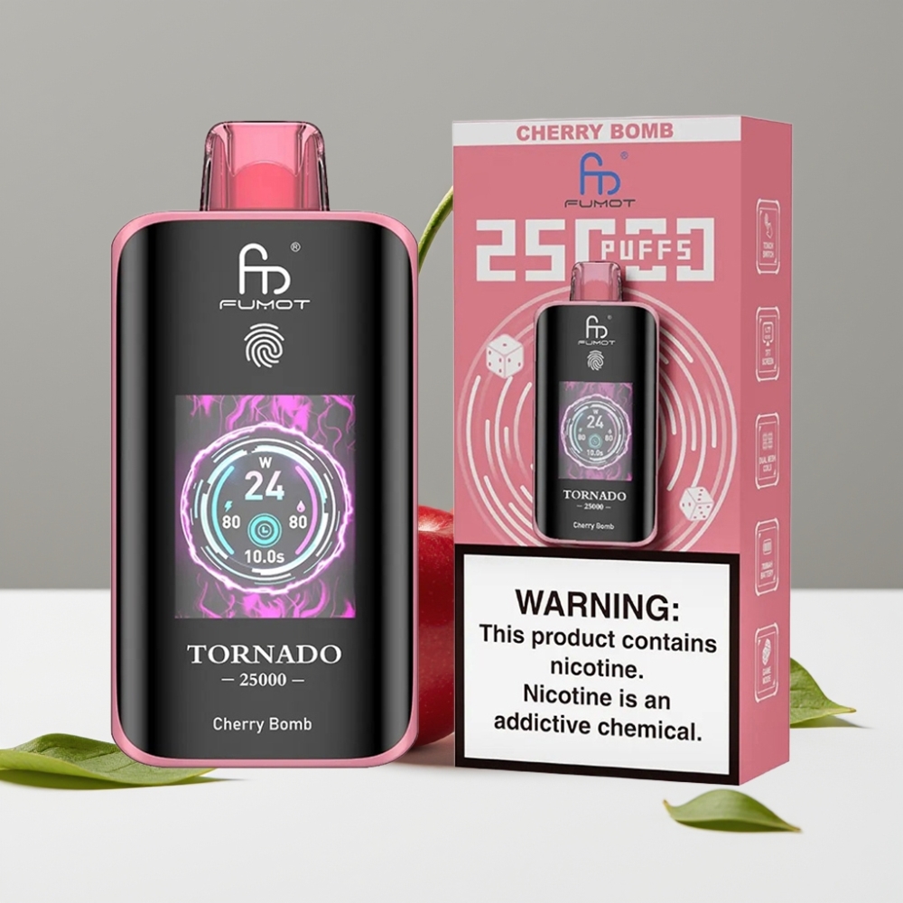 Fumot Tornado 25000 Puffs HD Screen 20ml Cherry Bomb 5 Nicotine