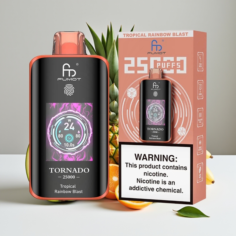 Fumot Tornado 25000 Puffs HD Screen 20ml Tropický dúhový výbuch