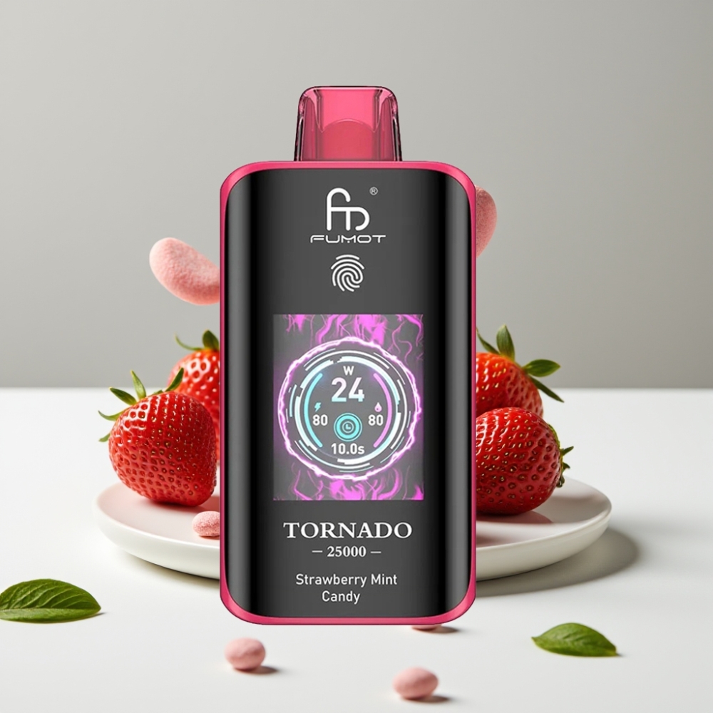 Fumot Tornado 25000 Puffs HD Screen 700mAh 20ml Jahoda Mäta Cukrík 0/2/3/5