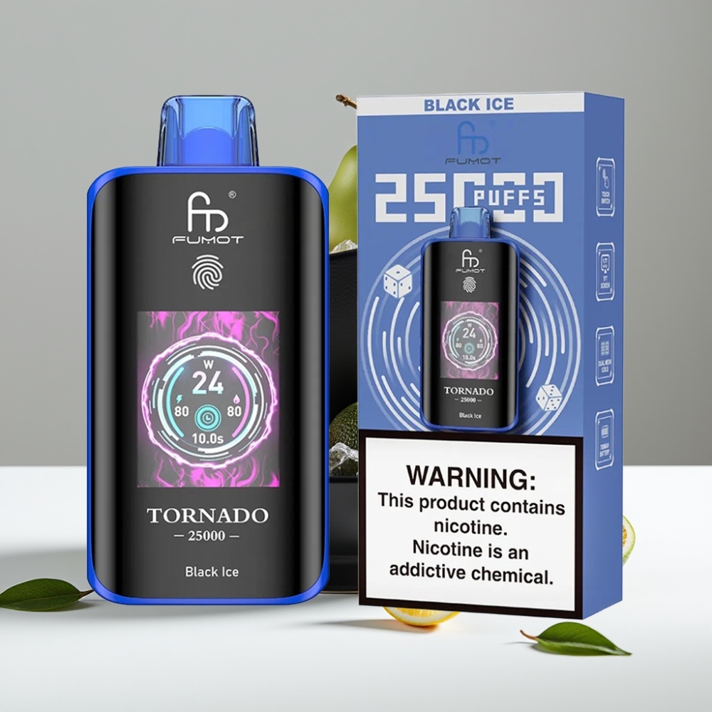 Fumot Tornado 25000 Puffs HD Screen 700mAh Čierna ľadová