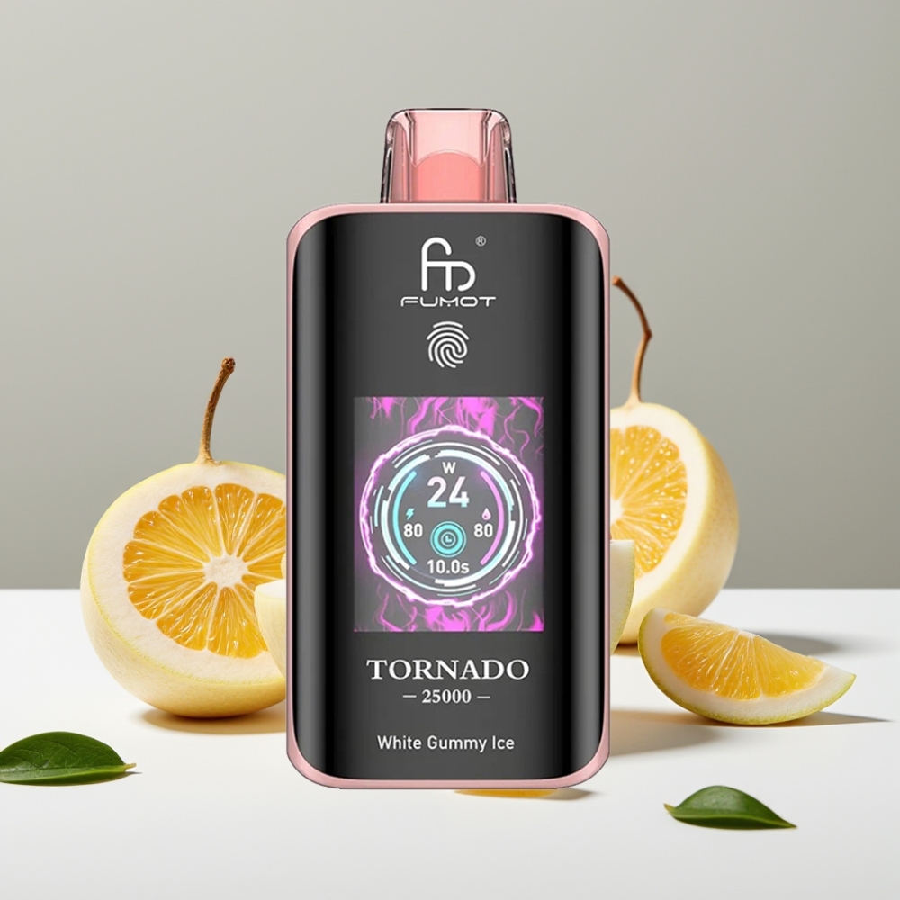 Fumot Tornado 25000 Puffs HD obrazovka 20ml náplň Biela žuvaľková zmrzlina