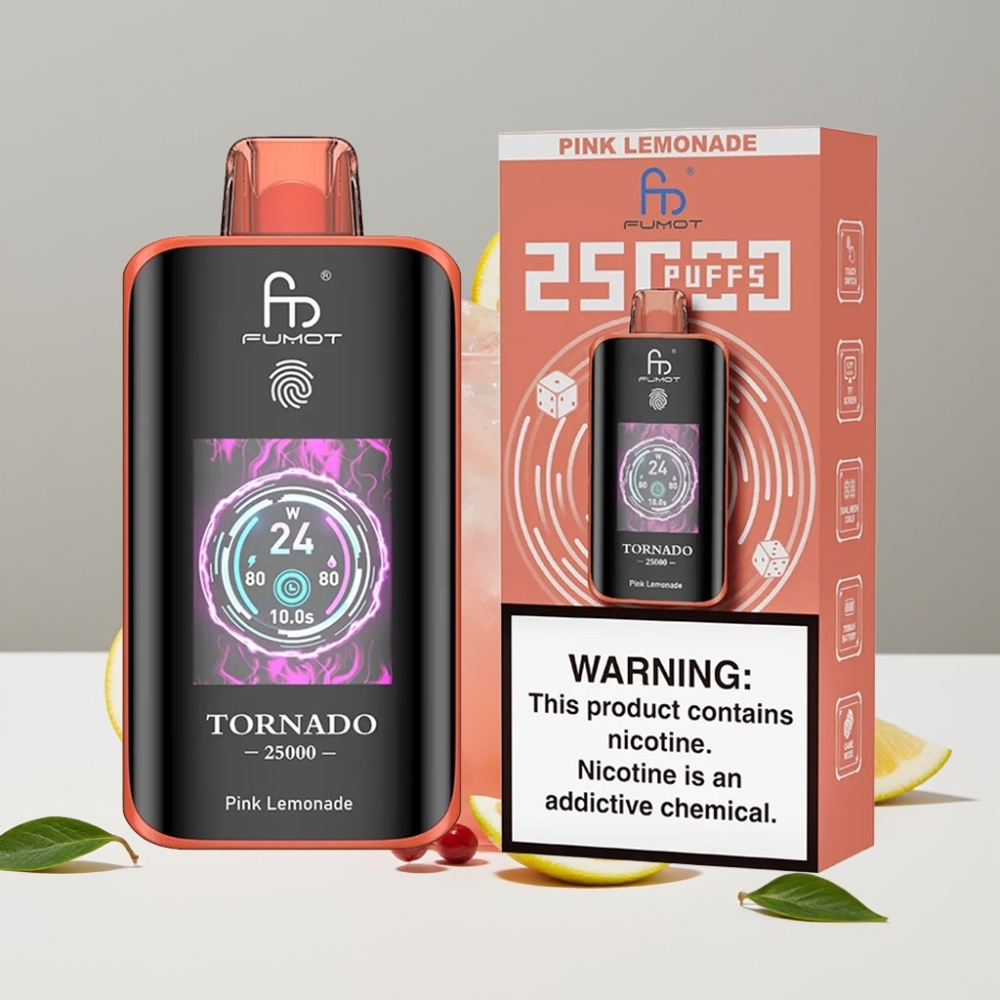 Fumot Tornado 25000 Puffs HD obrazovka 700mAh Ružová Limonáda