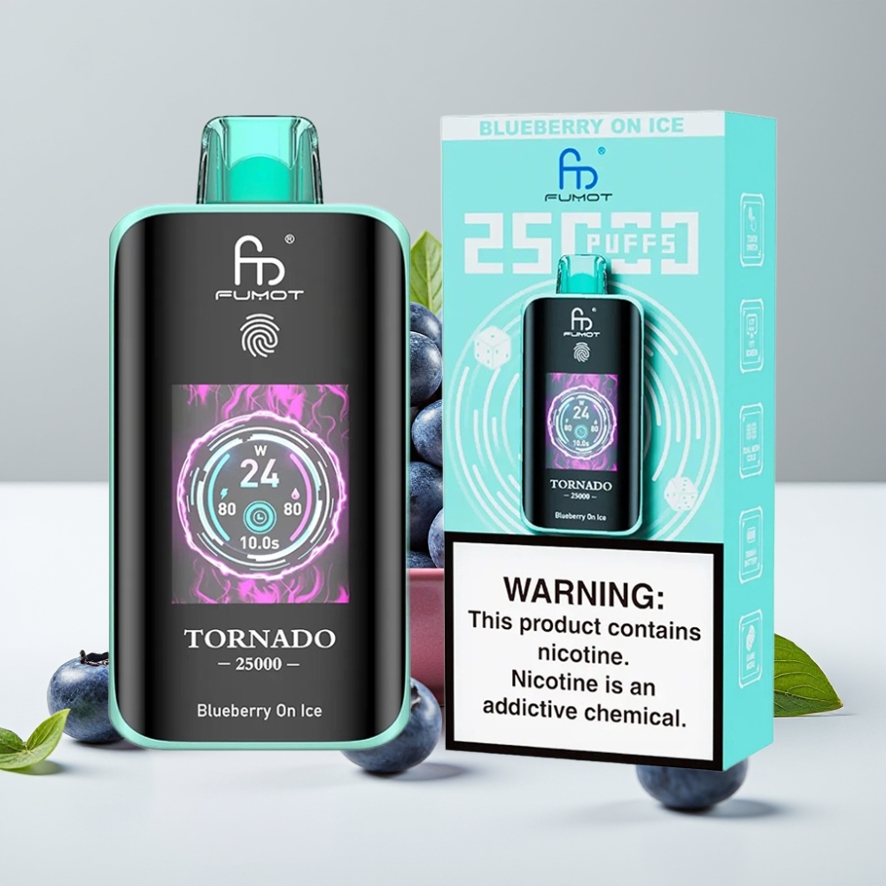 Fumot Tornado 25000 Puffs HD obrazovka 700mAh batéria Type-C Čučoriedka s ľadom