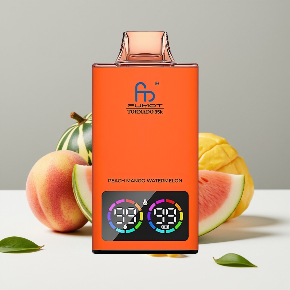 Fumot Tornado 35K 35000 fúkací batéria RGB USB-C broskyňa mango ananás