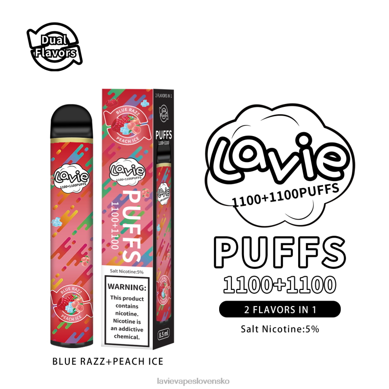 Lavie Puffs DP24P298 LAVIE BAR Switch 2200 ťahov modrý razz/broskyňový ľad