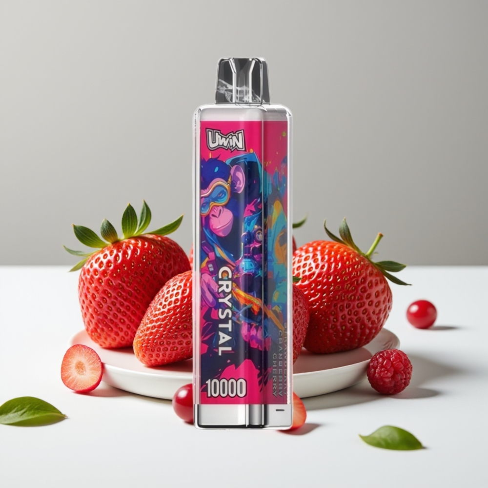 UWIN Crystal 10000 Puffs Jahoda Brusnica Čerešňa 18ml 08 Ohm RGB