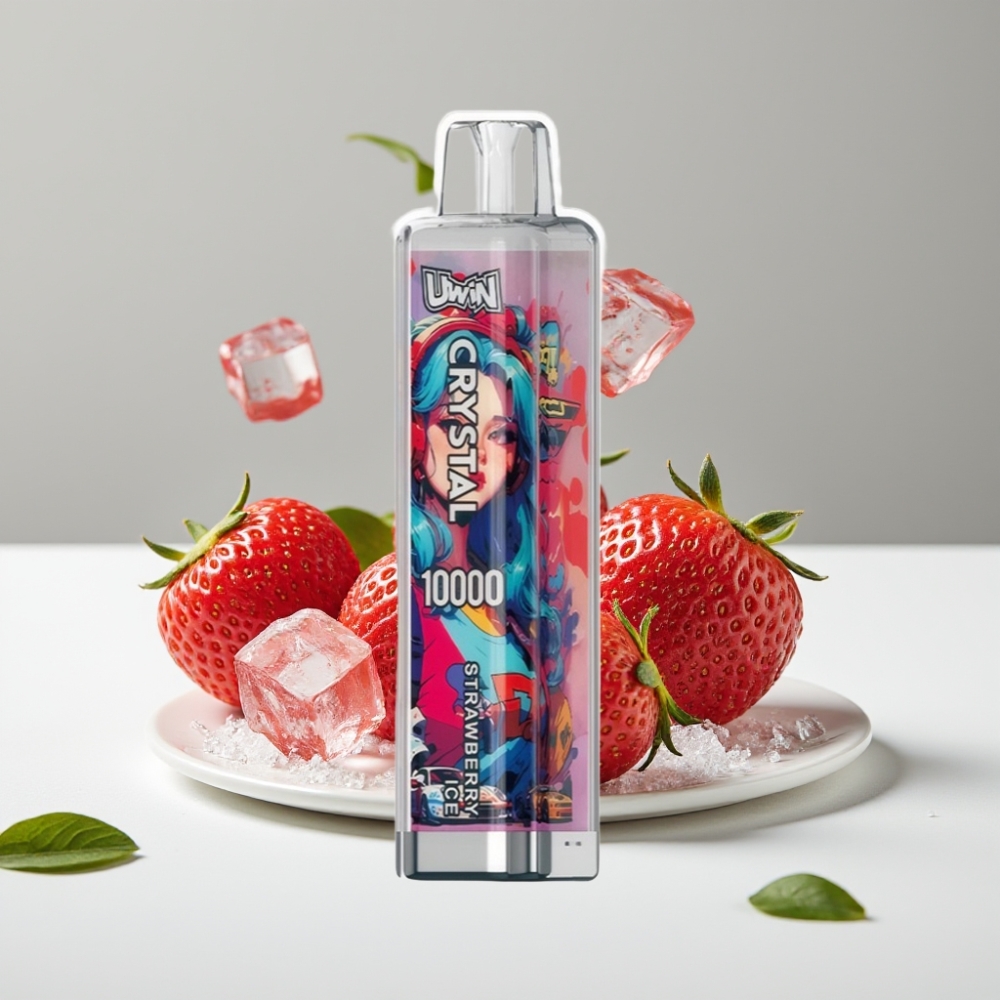 UWIN Crystal 10000 Puffs Jahoda ľad 18ml 08 Ohm RGB svetlá