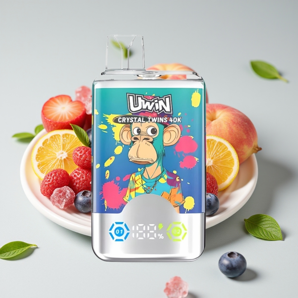 UWIN Crystal Twins 40000 Puffs 2 prichute 32ml 850mAh Borůvka a Broskyňa s ľadom