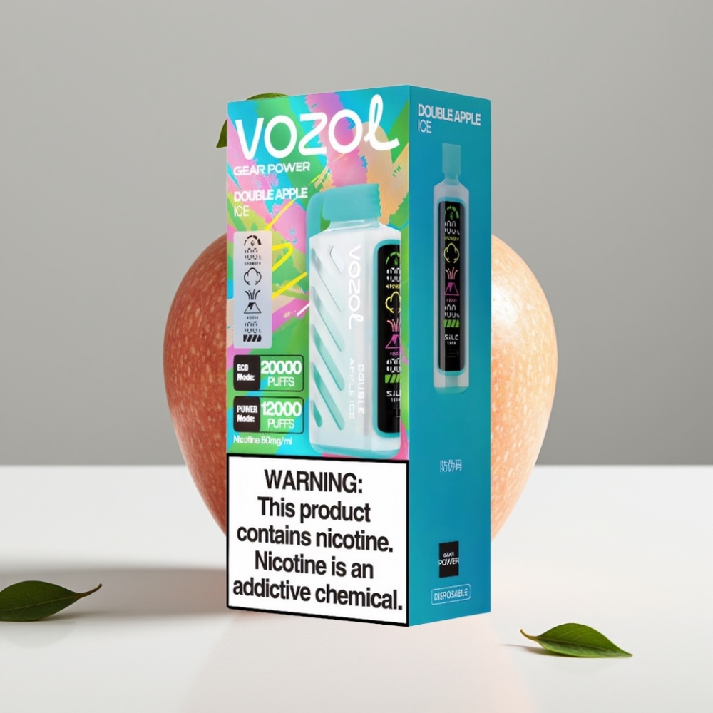 VOZOL Gear Power 20000 Puffs Dvojité jablko ľad 20mL Dual Mesh Coil 5 nikotín