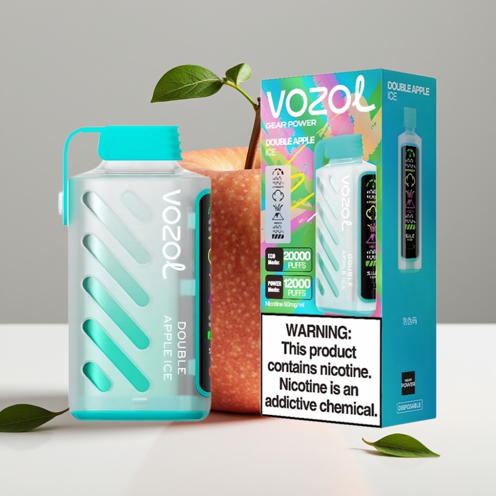 VOZOL Gear Power 20000 Puffs Dvojité jablko ľad 20mL Dual Mesh Coil 5 nikotín