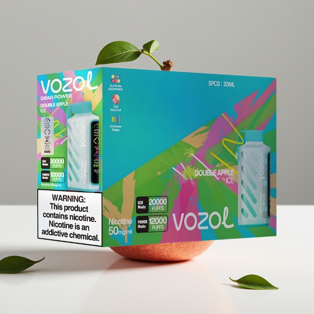 VOZOL Gear Power 20000 Puffs Dvojité jablko ľad 20mL Dual Mesh Coil 5 nikotín