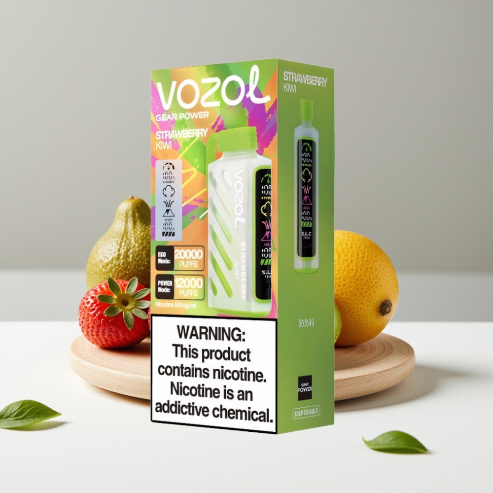 VOZOL Gear Power 20000 Puffs Jahoda Kiwi 20mL 5 nikotín Dual Mesh Coil