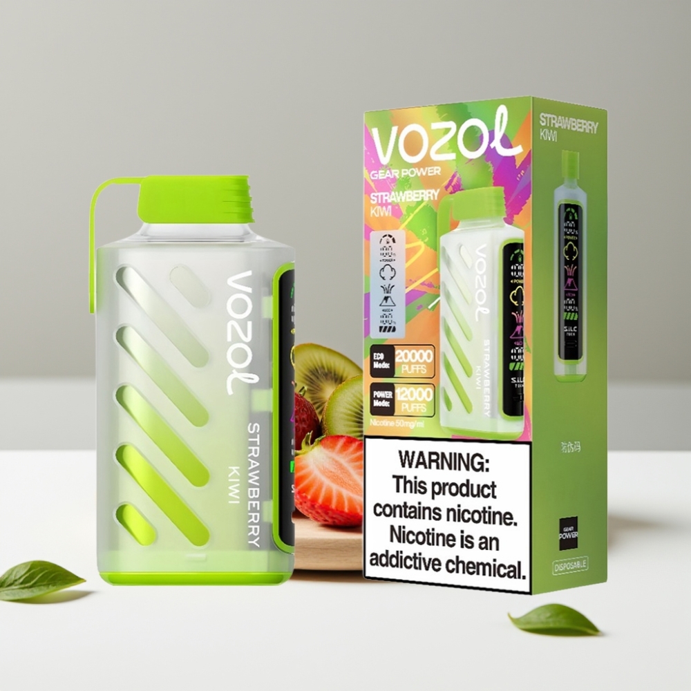 VOZOL Gear Power 20000 Puffs Jahoda Kiwi 20mL 5 nikotín Dual Mesh Coil