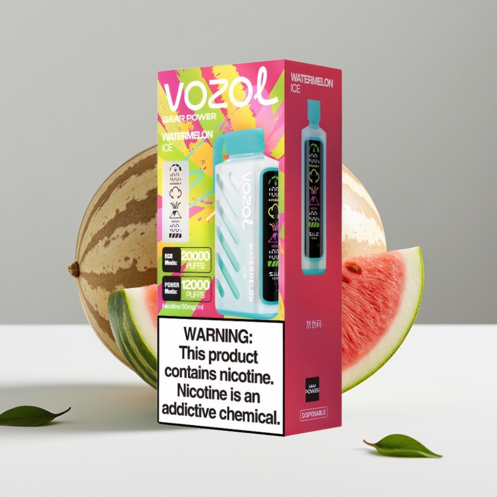 VOZOL Gear Power 20000 Puffs Vodový ľad 20mL 5 Dual Mesh Coil Full Screen Display