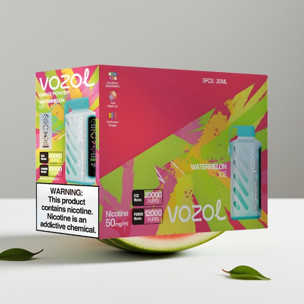 VOZOL Gear Power 20000 Puffs Vodový ľad 20mL 5 Dual Mesh Coil Full Screen Display