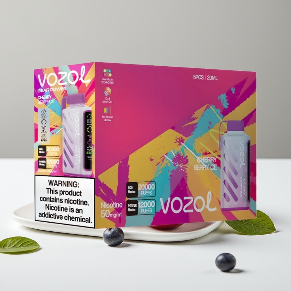 VOZOL Gear Power 20000 Puffs Čerešňa Bobuľa Ľad 20mL 5 nikotín Dual Mesh Coil