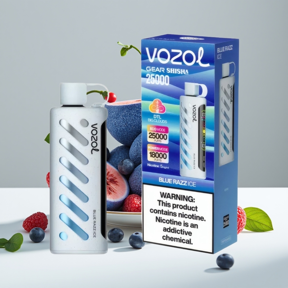 VOZOL Gear Shisha 25000 Puffs Modrá Malina Ice 1000mAh 5mg/ml Dual Mesh