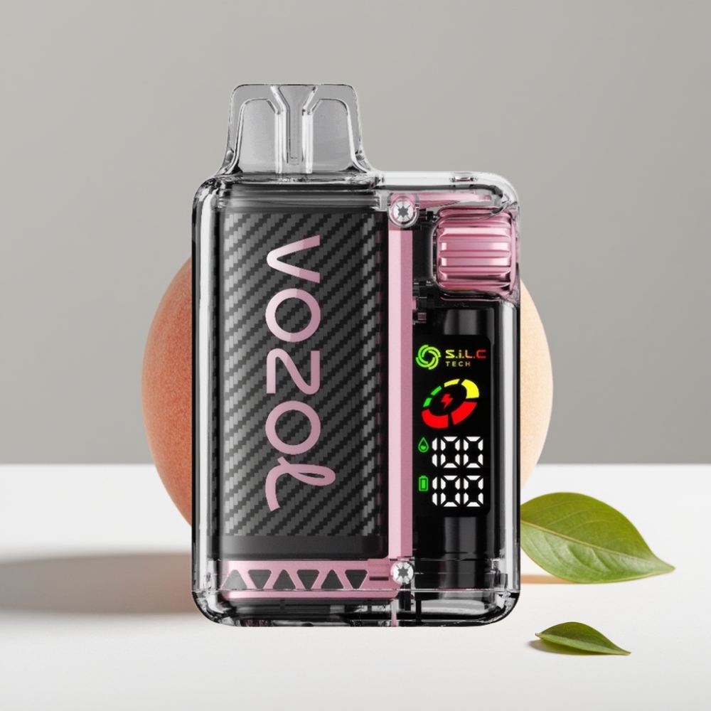 VOZOL Vista 20000 Puffs broskyňa ľad 650mAh OLED SiLC Tech 6-stupňové nastavenie