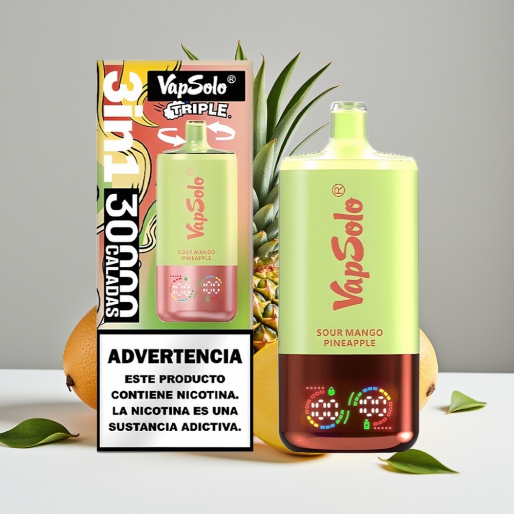 VapSolo Triple 30000 Puffs 40ml 20mg/50mg Typ-C Kyslá Mango Ananás