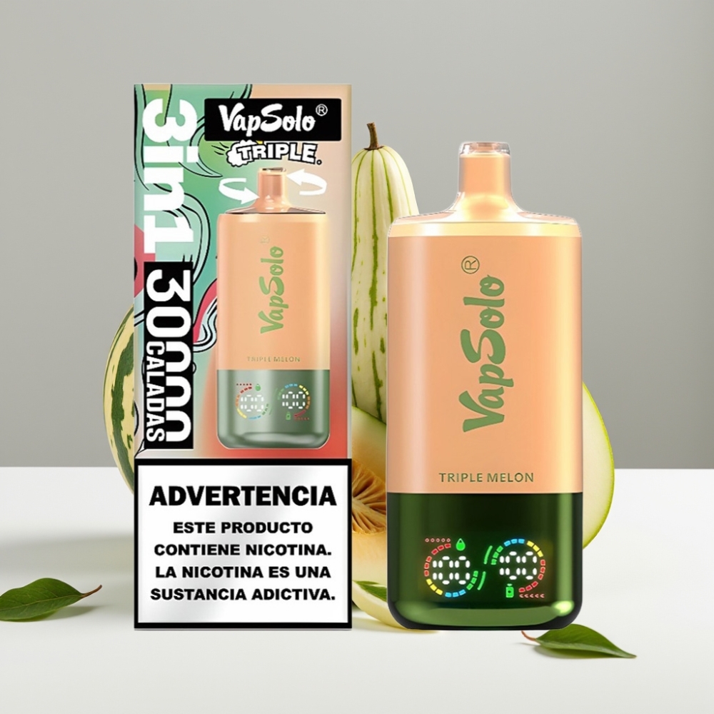 VapSolo Triple 30000 Puffs 40ml 20mg/50mg Typ-C Trojité Melóny