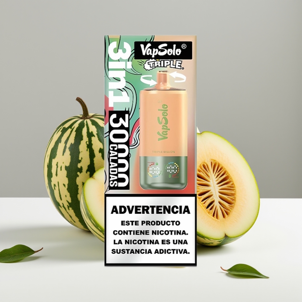 VapSolo Triple 30000 Puffs 40ml 20mg/50mg Typ-C Trojité Melóny