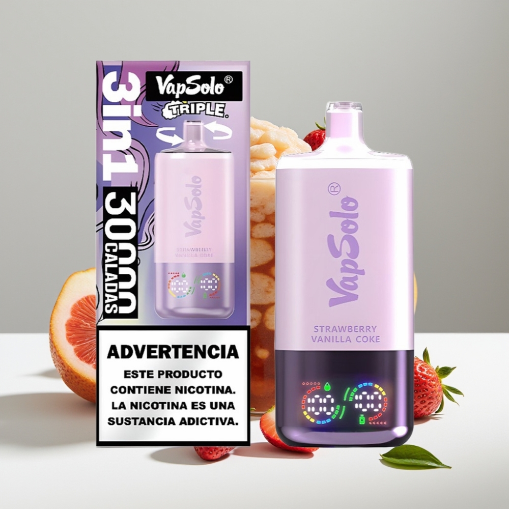 VapSolo Triple 30000 Puffs Jahoda Vanilka Coca-Cola 40ml 20mg/50mg Typ-C