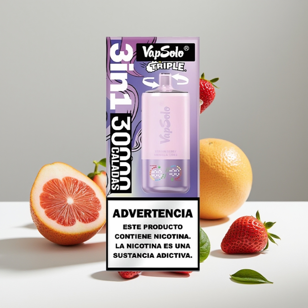 VapSolo Triple 30000 Puffs Jahoda Vanilka Coca-Cola 40ml 20mg/50mg Typ-C