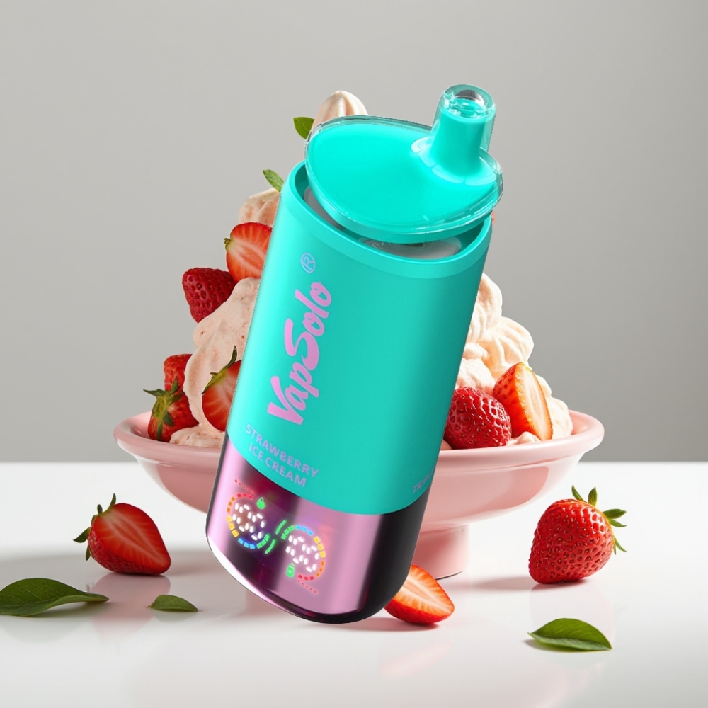 VapSolo Triple 30000 Puffs Jahodová Zmrzlina 40ml 20/50mg/ml 3 nádrže Type-C