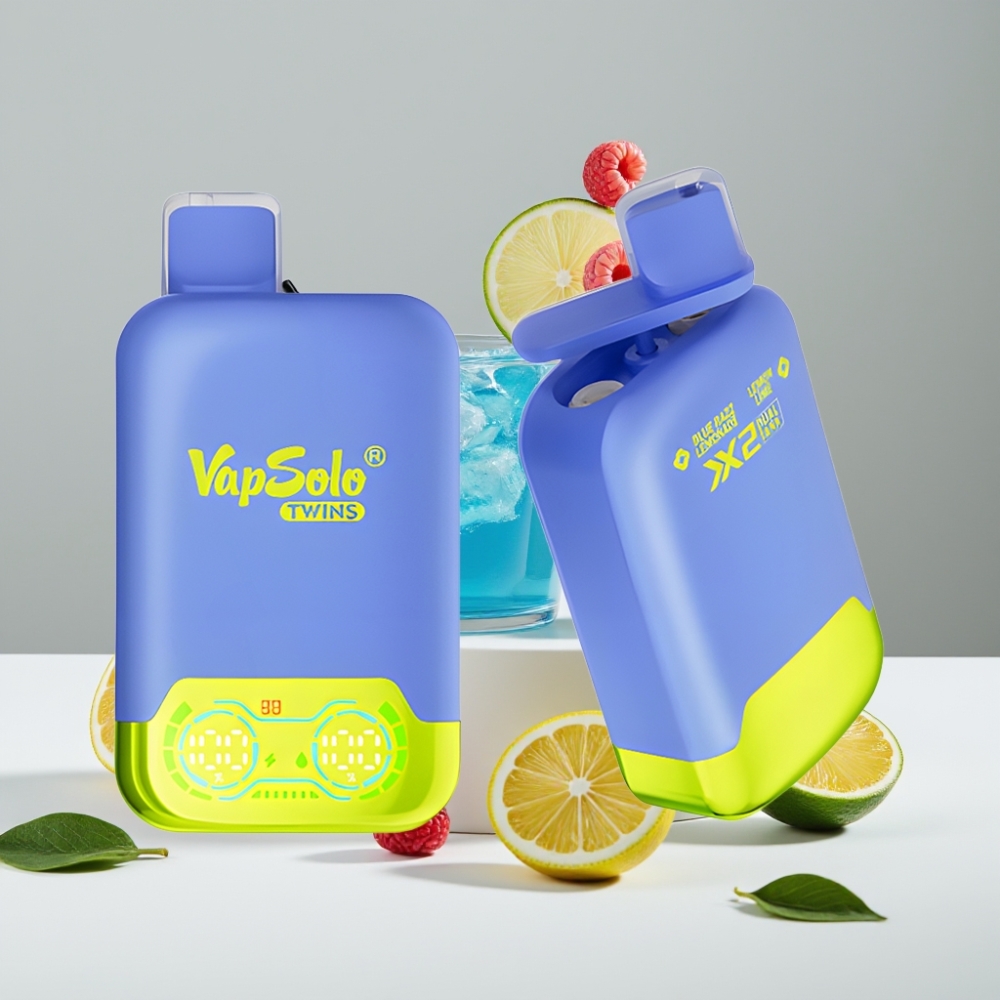 Vapsolo Twins 20000 Puffs 40ml 20mg/50mg Modrá Malina Limonáda  Citrón Lime