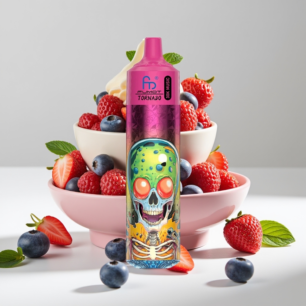 Fumot RandM Tornado 30000 Puffs 30mL 2%/5% Čučoriedka Jahoda Malina Zmrzlina