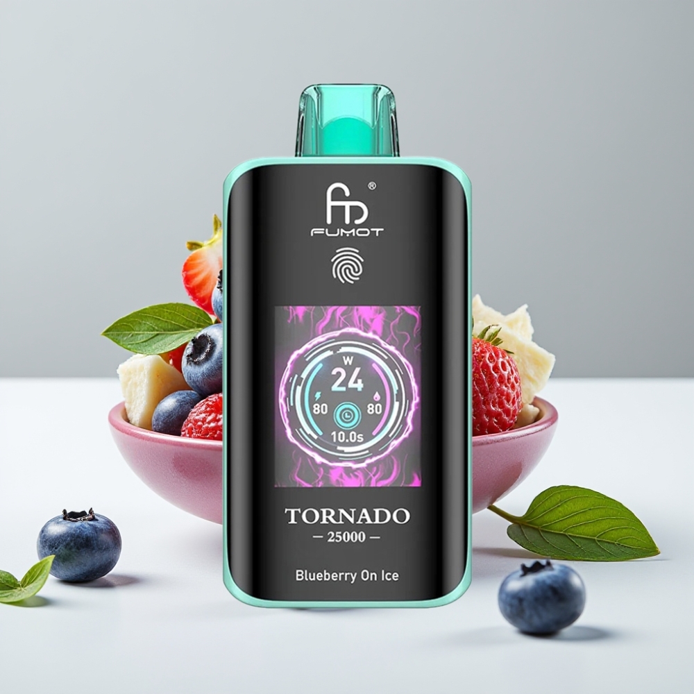 Fumot Tornado 25000 Puffs, HD obrazovka, 700mAh batéria, Type-C, Čučoriedka s ľadom